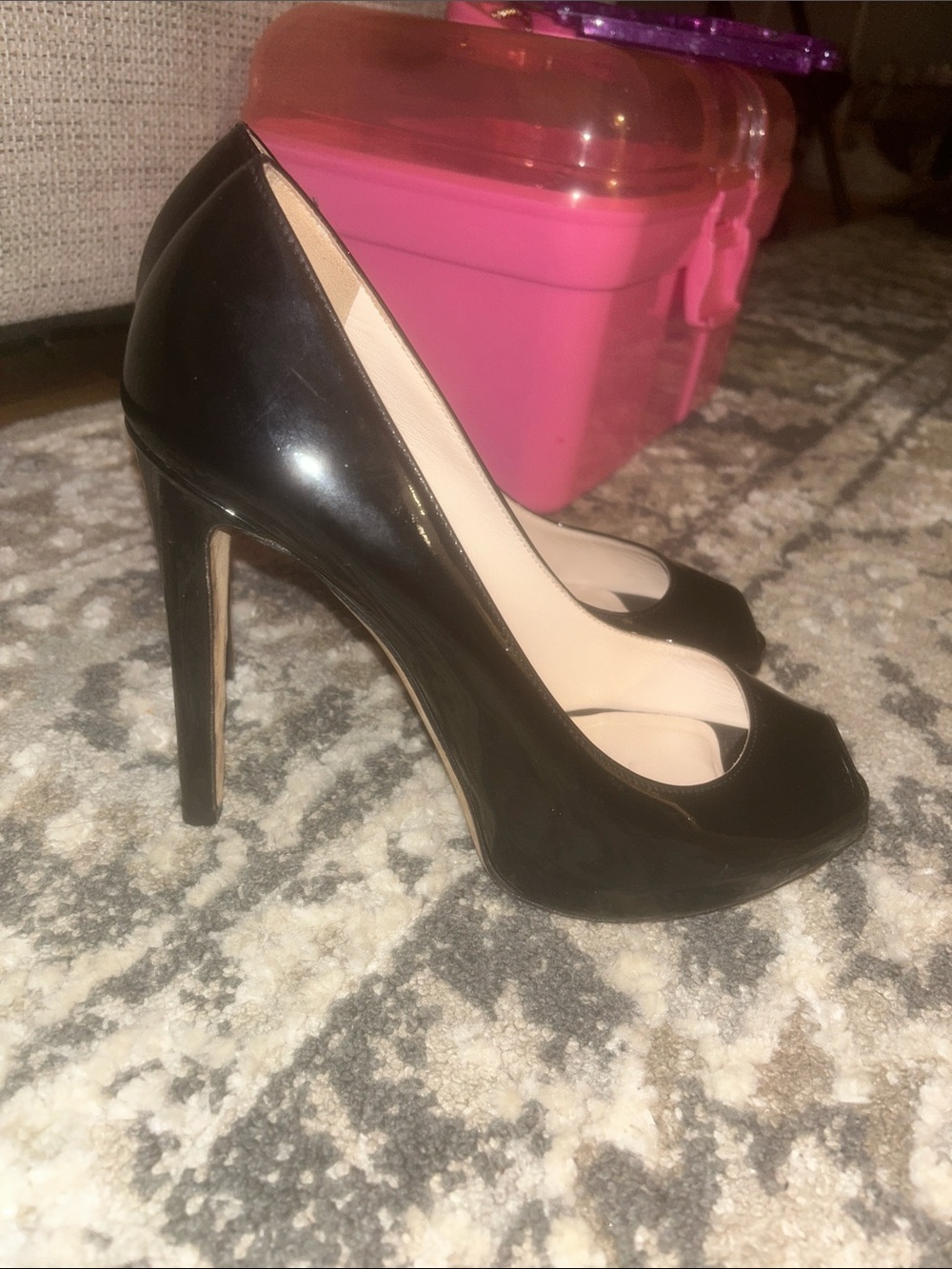 Giorgio Armani Black Peep-Toe High Heels Y2K